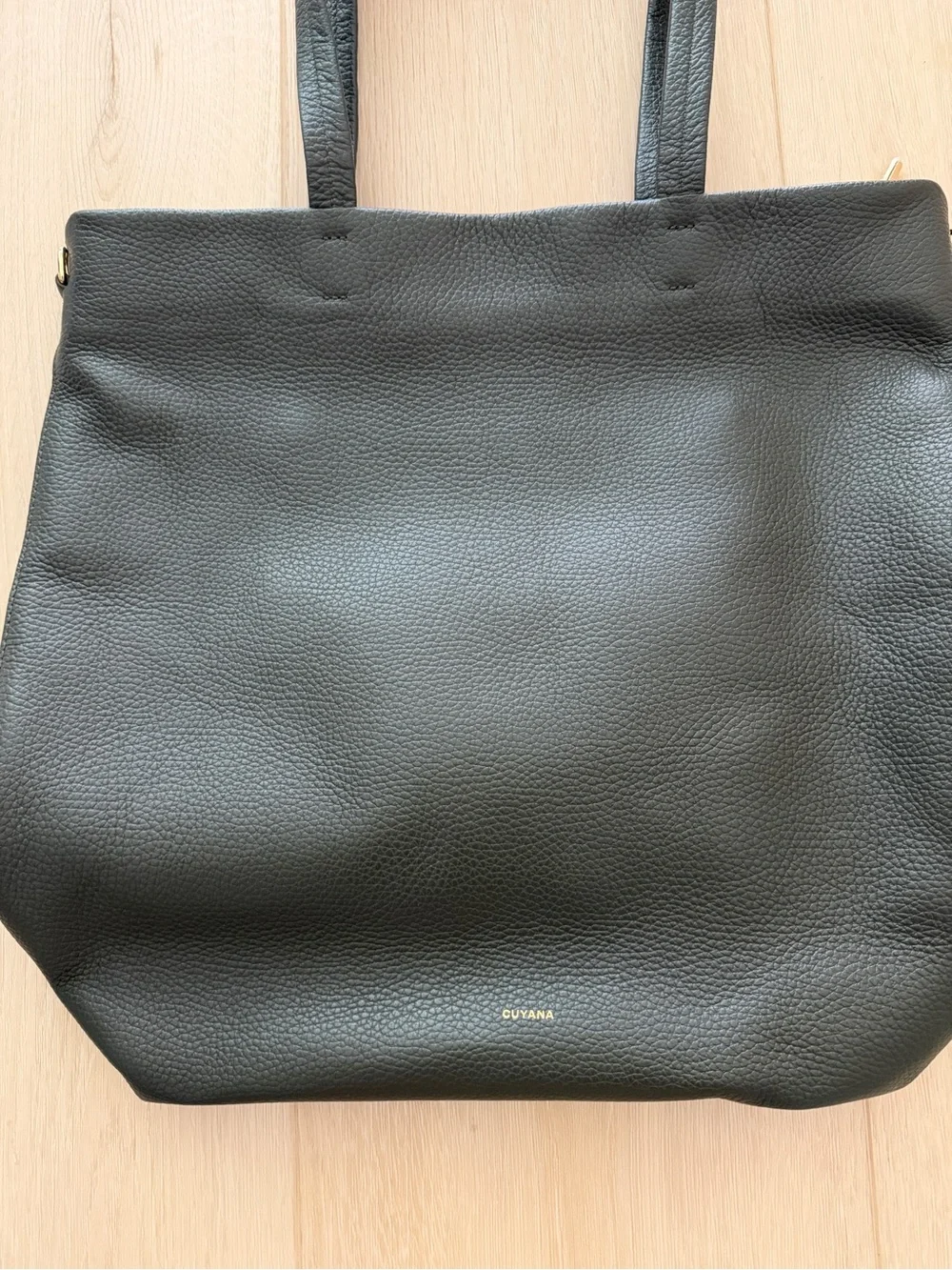Cuyana tall easy zipper tote in dark olive
